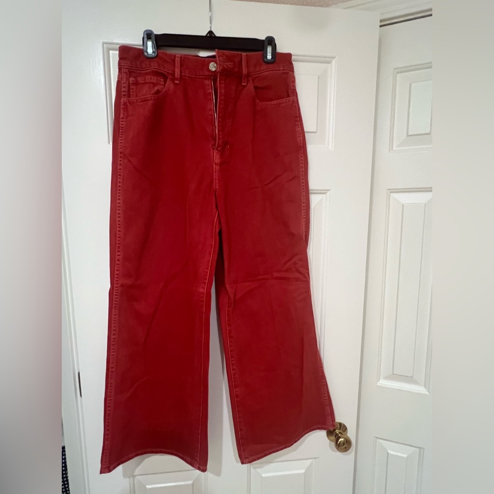 Veronica Beard Taylor Cropped High Rise Wide Leg Jeans